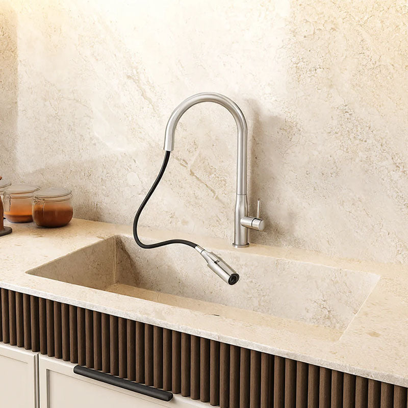 Navona Carysil Slim Pull out Kitchen Mixer Brushed Nickel