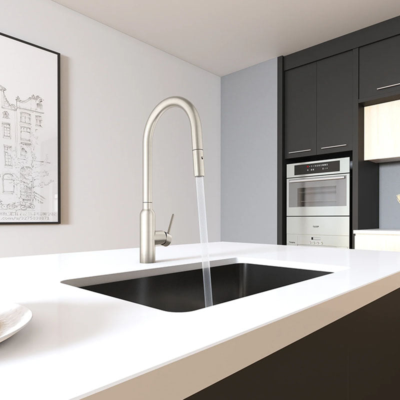 Navona Carysil Round Pull out Kitchen Mixer Brushed Nickel