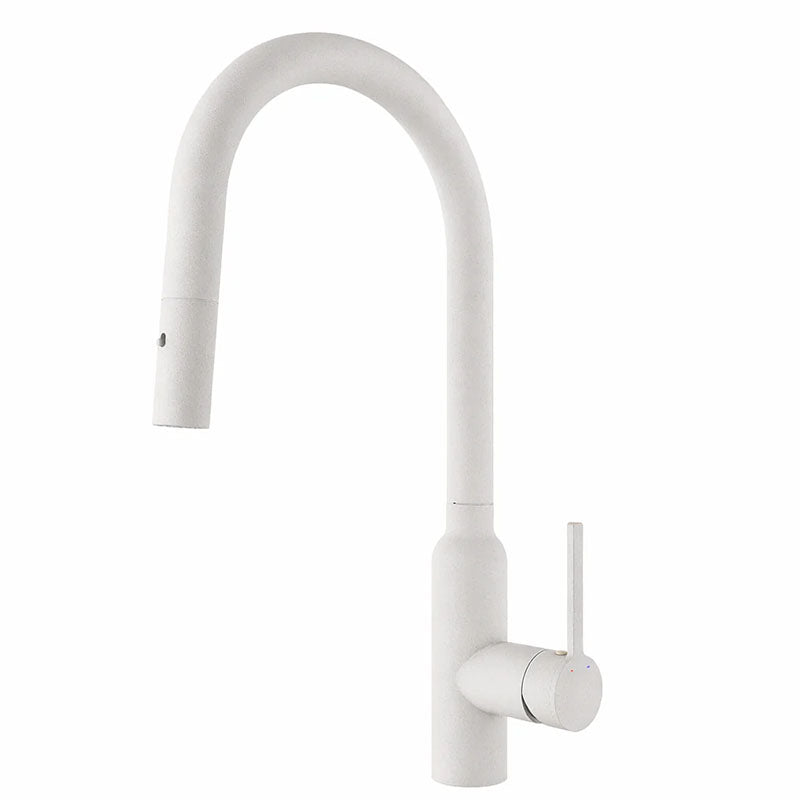 Navona Carysil Round Pull out Kitchen Mixer Garnite White
