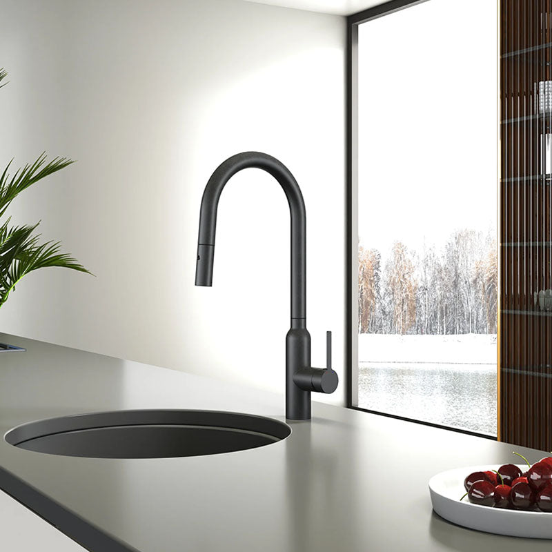 Navona Carysil Round Pull out Kitchen Mixer Gun Metal