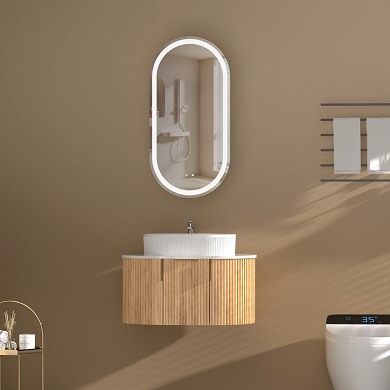 Carysil Noble Oval LED Shaving Cabinet Walnut 450x900mm