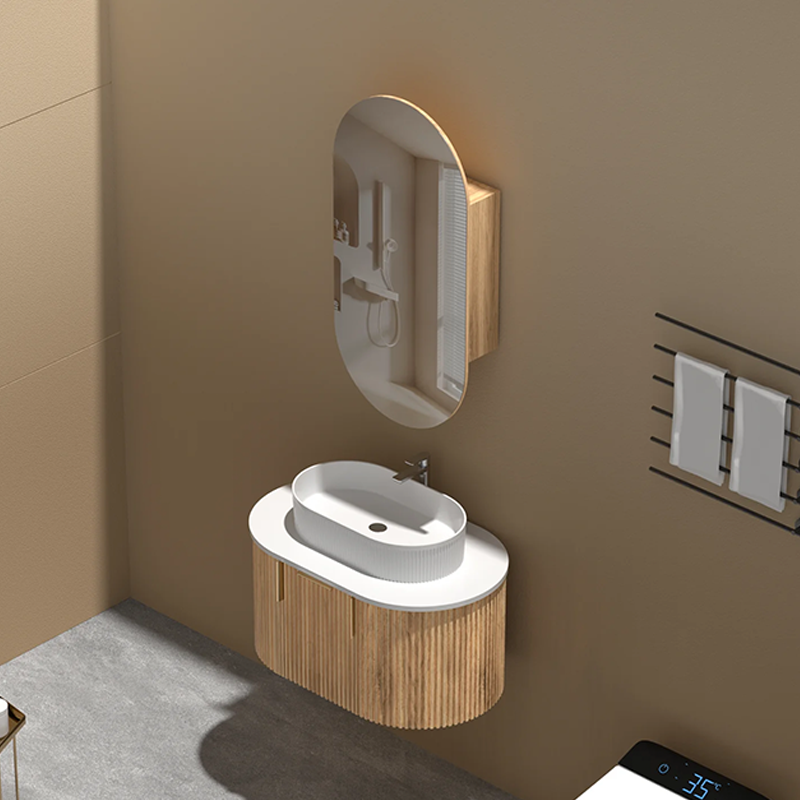 Carysil Noble Oval Shaving Cabinet Walnut 450x900mm