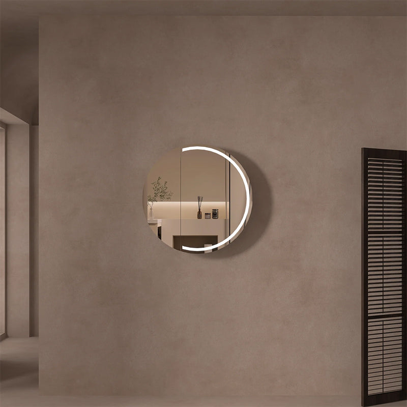 Orbit LED Round Shaving Cabinet Matt White 800mm