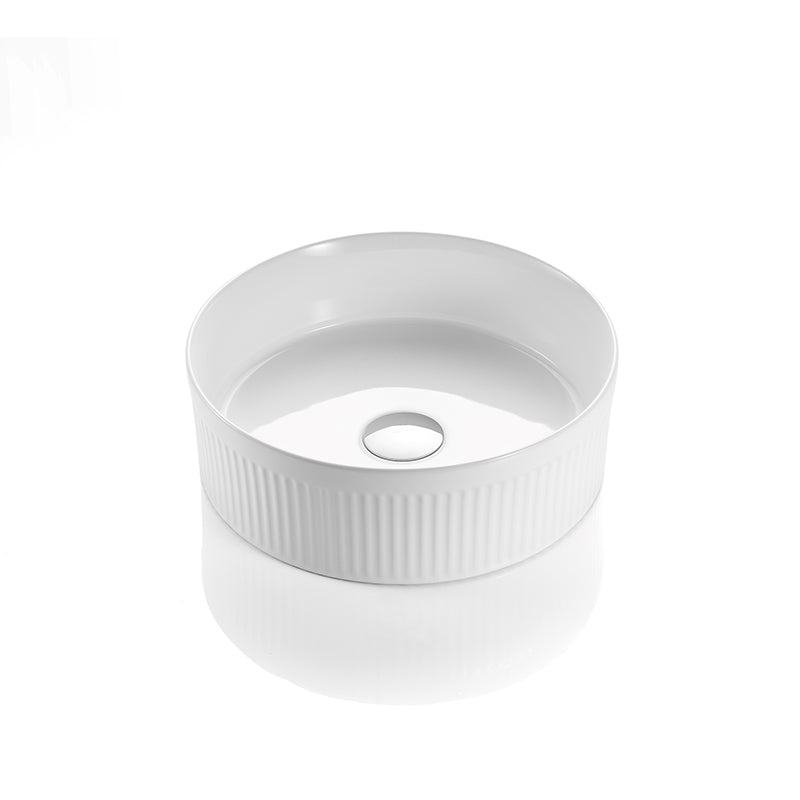 Bellevue Flute Round Art Basin Gloss White 410x410x120mm