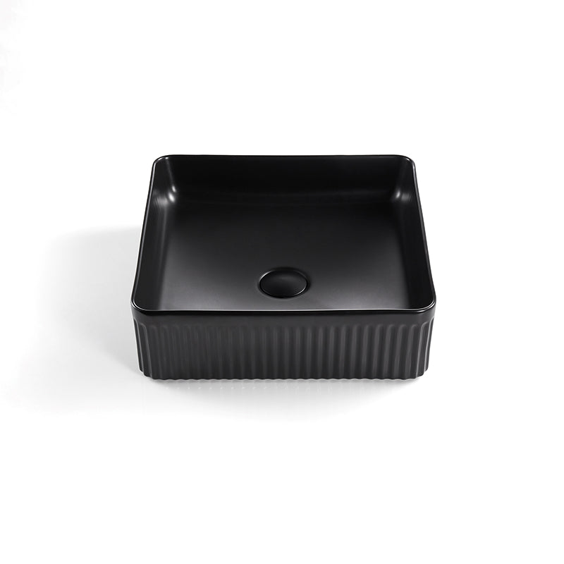 Bellevue Fluted Square Art Basin Matte Black 415x415x120mm