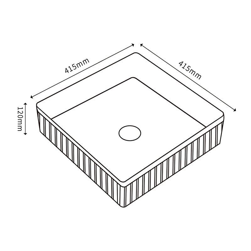 Bellevue Fluted Square Art Basin Matte White 415x415x120mm
