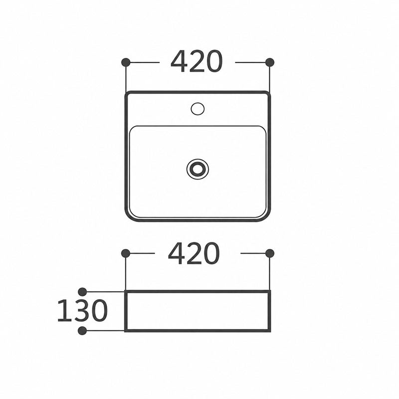Ceramic Basin Series Above Counter Matt Silver 420x420x130mm