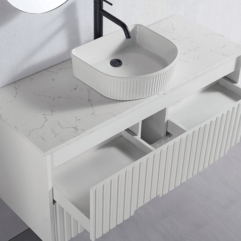 Ceramic Basin Series Above Counter Grooved Matt White 415x365x120mm