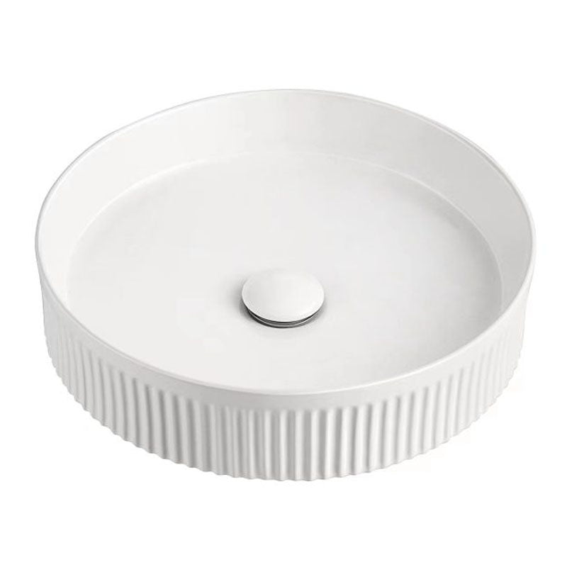Ceramic Basin Series Above Counter Grooved Matt White 370x370x120mm