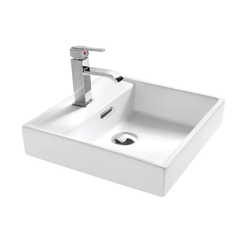 Ceramic Basin Series Above Counter With Overflow Gloss White 440x440x100mm