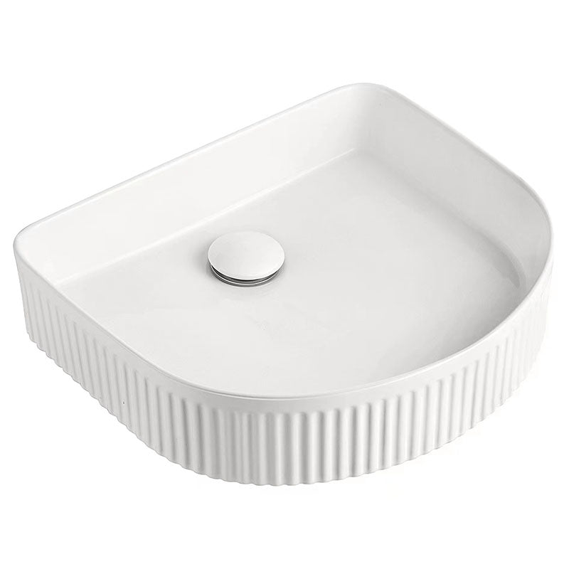 Ceramic Basin Series Above Counter Grooved Matt White 415x365x120mm