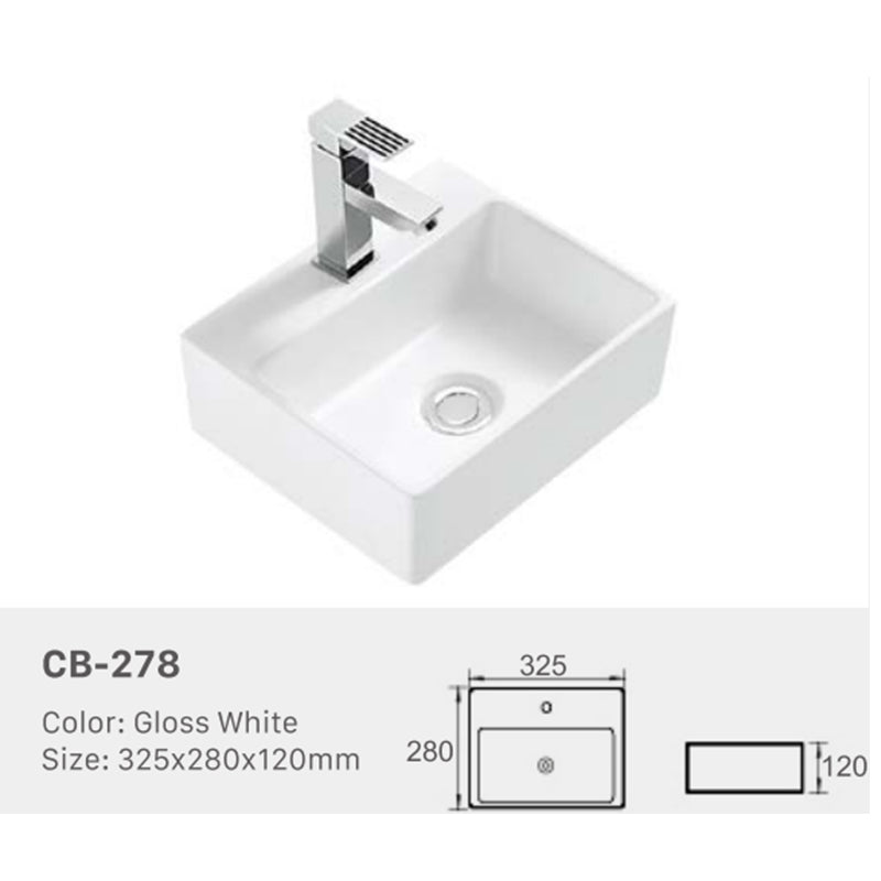 Ceramic Basin Series Above Counter Gloss White 325x280x120mm