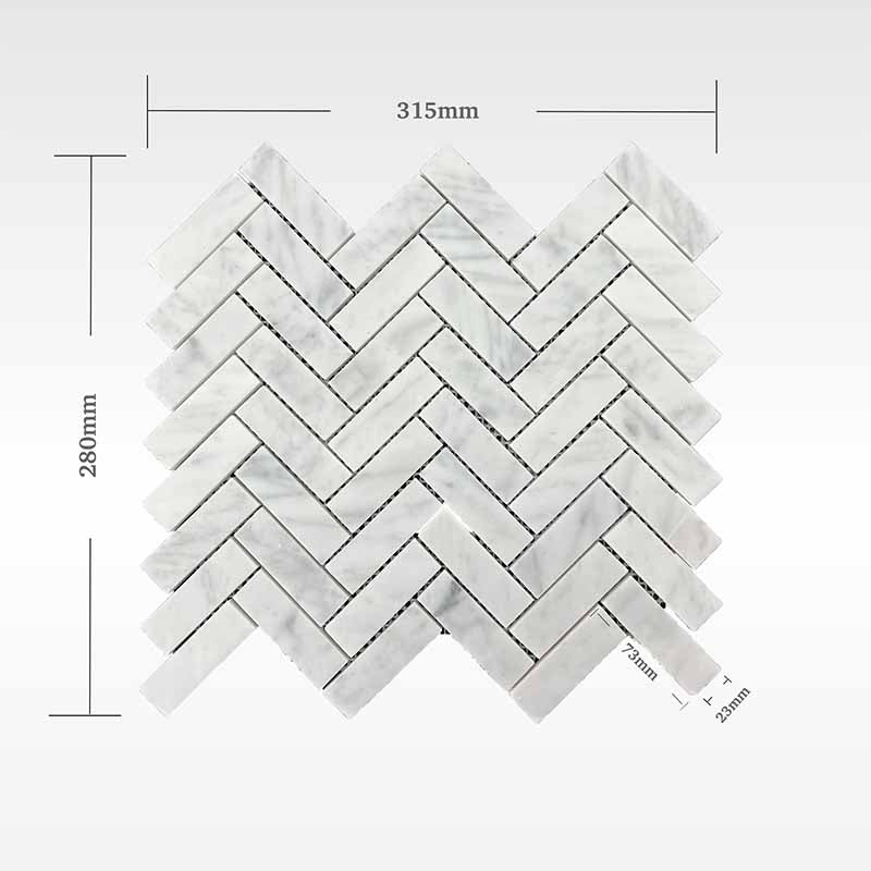 Carrara Mosaic Herringbone Mosaics Soft Matt 315x280