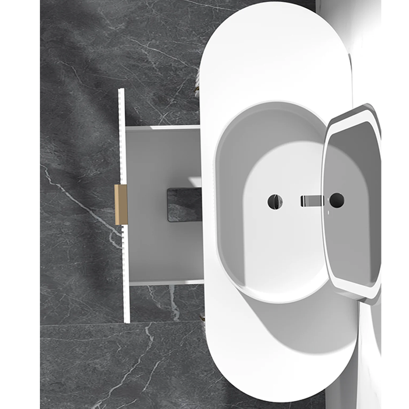 Carysil Fluted Wall Hung Vanity Matte White (Stone Top and Black Handle Included) 1200mm