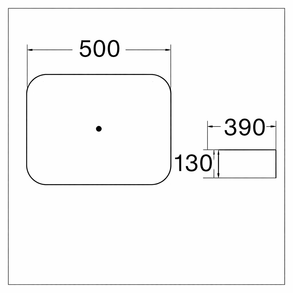 Above Counter Basin Soft Square Gloss White 500x390x130mm