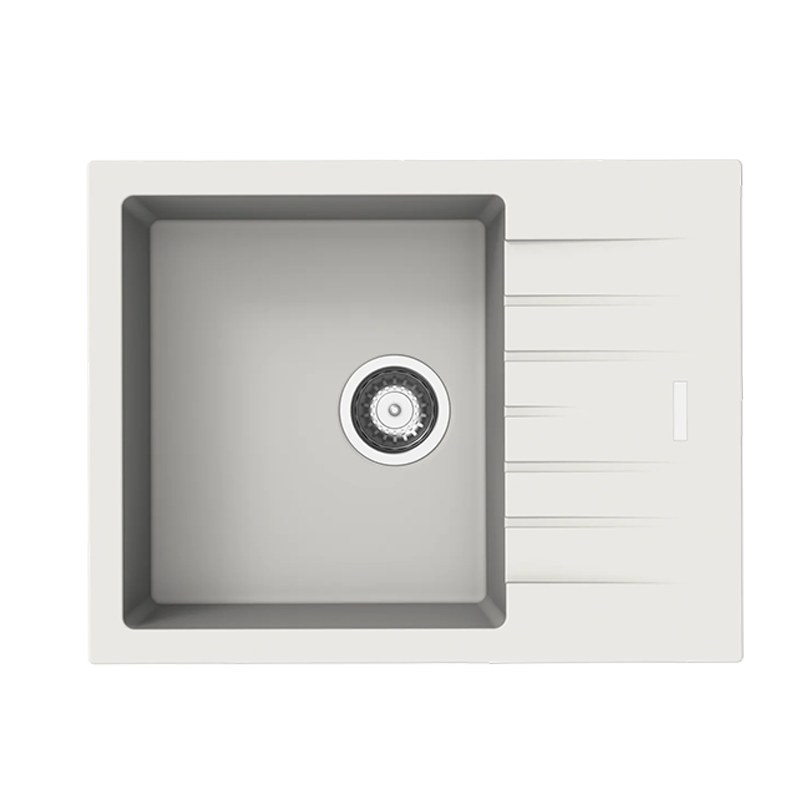 Carysil City Single Bowl with Drainer Granite Kitchen Sink White 650x500x200mm