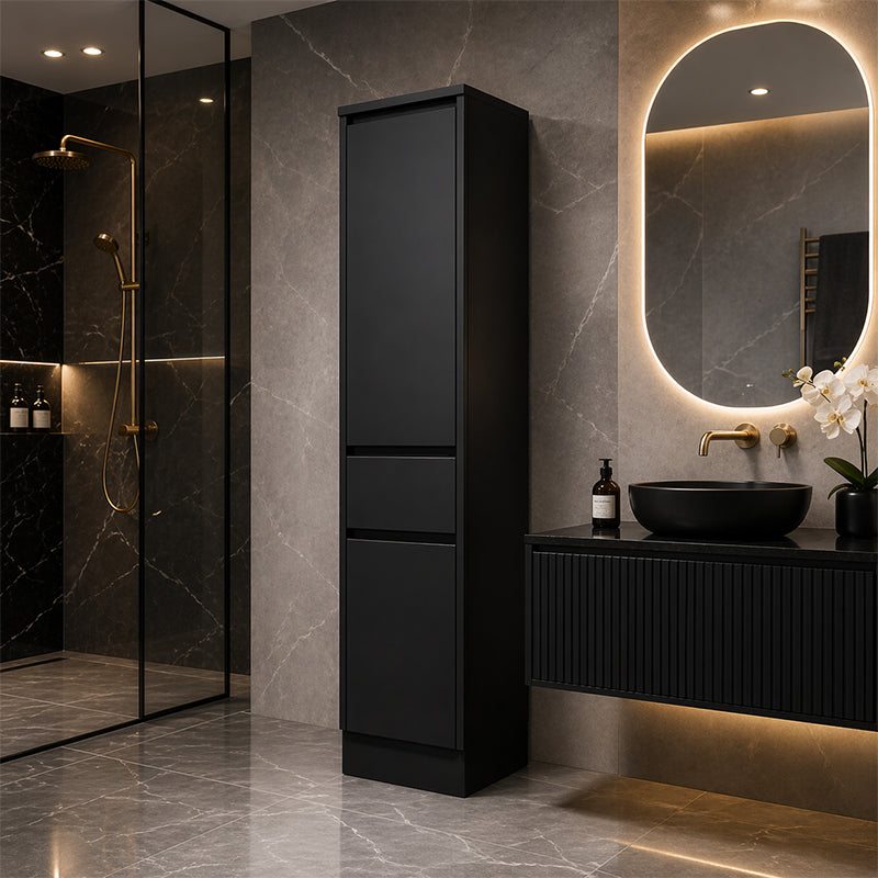 Cobe Tallboy Freestanding Matt Black 410x400x1800mm