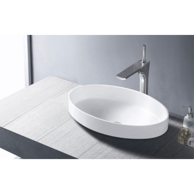 Solid Surface Basin Series Crown Above Counter Gloss White 670x420x150mm