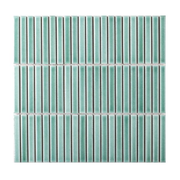 JAPANESE TRACES LEAF GREEN MIX MOSAIC 12X92X8MM ON 284X298MM