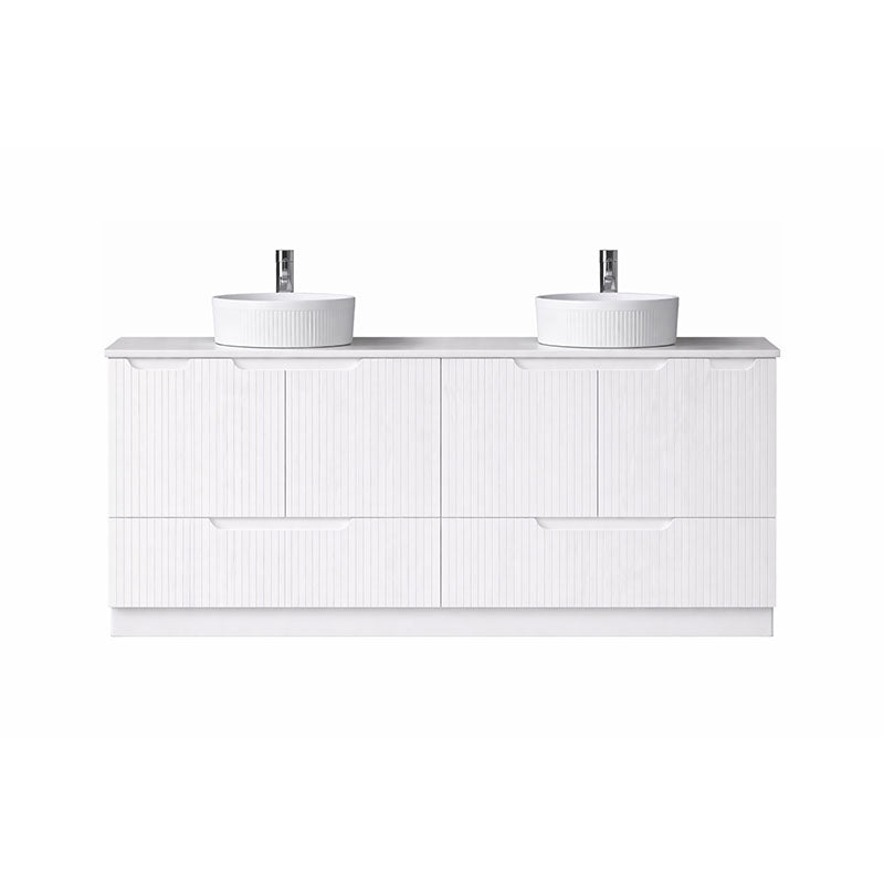 Duplex Collection Series Floorstanding Double Bowl Matt White 1480x455x855mm Vanity with Flat Stone Top