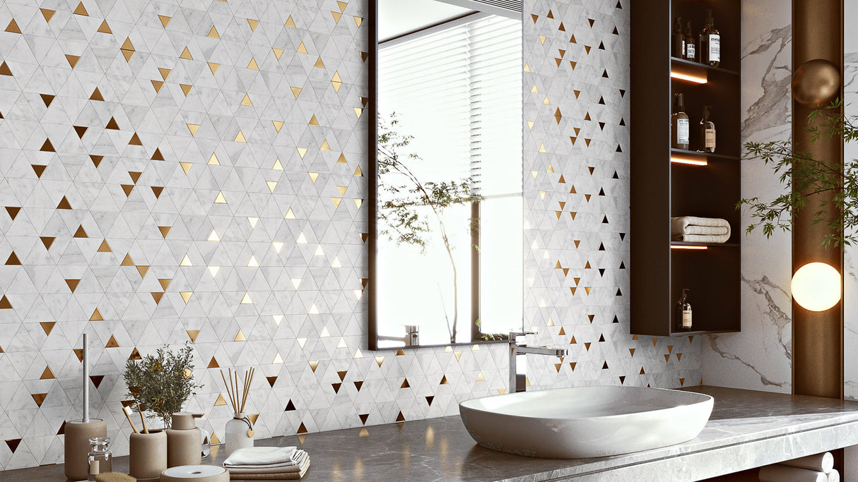 DECO PYRAMID NERO MARQUINA HONED 327X292