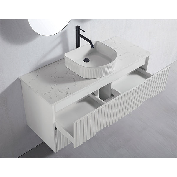 Elena Series Wall Hung Double Bowl Matt White 1480x455x540mm CABINET ONLY