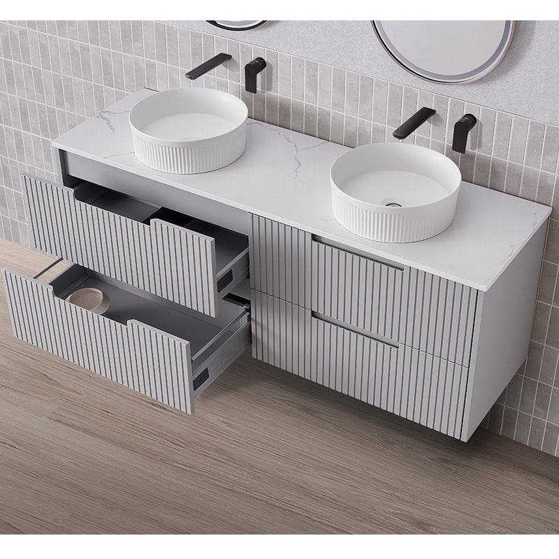 Elena Series Wall Hung Urban Grey 880x455x540mm Vanity with Stone Top & Ceramic Undermount Basin