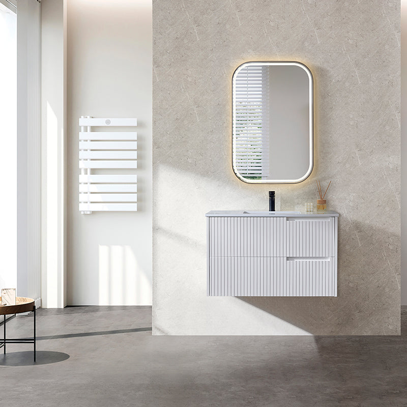 Elena Series Wall Hung Urban Grey 880x455x540mm Vanity with Stone Top & Ceramic Undermount Basin