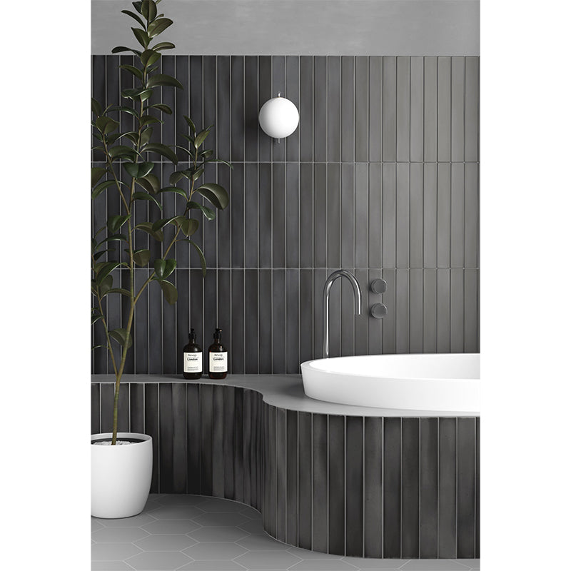 MASSIMO DARK BLACK SATIN SUBWAY 50X400MM