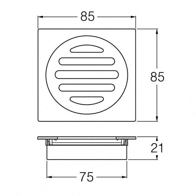 Square Waste 75mm Casting Brass Brushed Gold 85x85mm