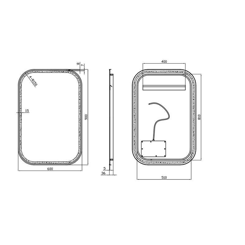 Farley LED Mirror Chrome Frame 600x900mm