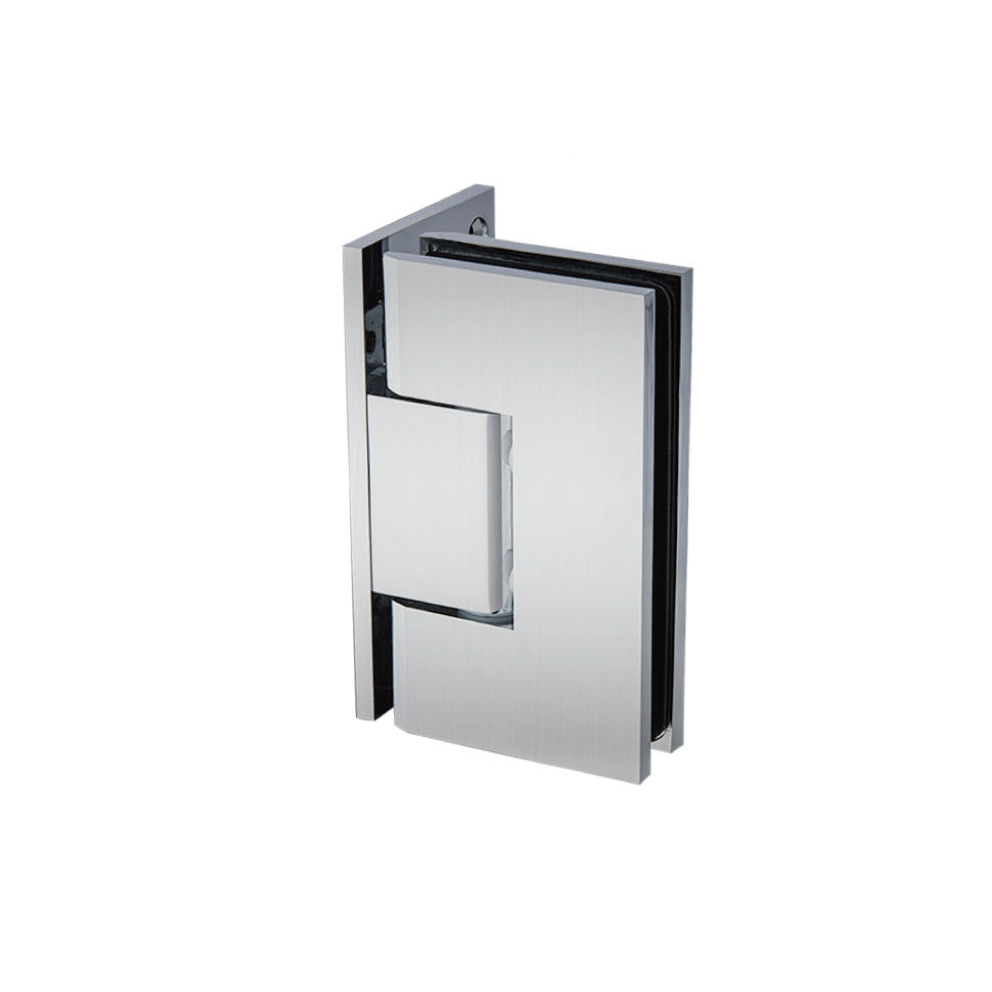 WALL TO GLASS 90 HINGE PLATED SOLID BRASS -SQUARE EDGES Chrome