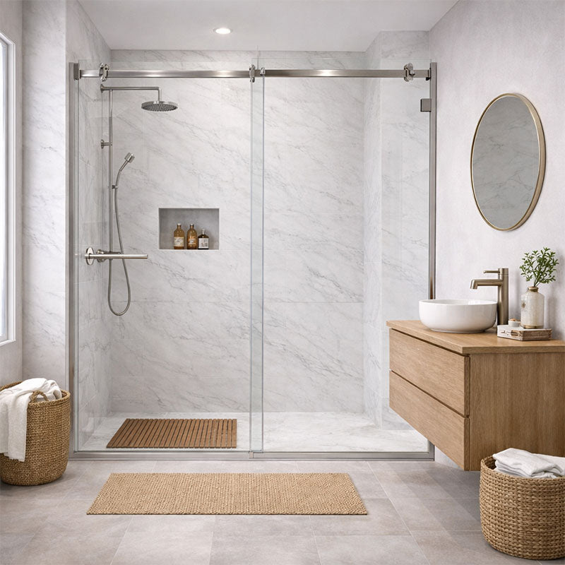 10mm Sliding Shower Screen Front Only (1150-1220mm) Brushed Nickel