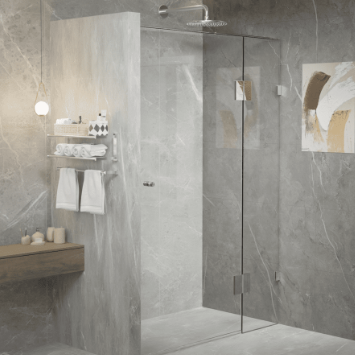 Gun Metal Grey Fully Frameless Shower Screen GC SERIES Height 2000mm FRONT + RETURN