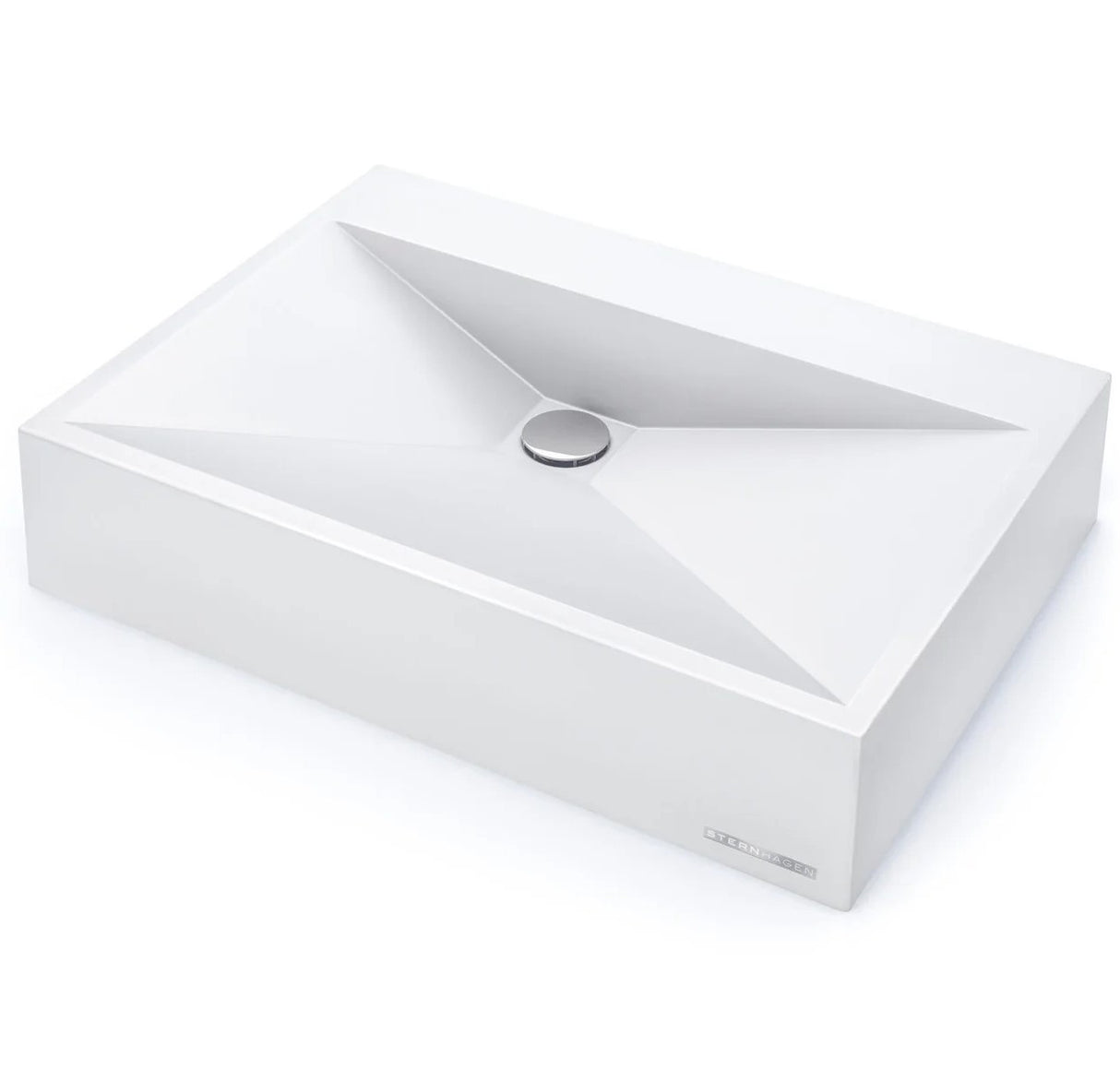 STERNHAGEN 615X445X130MM ABOVE COUNTER BASIN WHITE GLOSSY BATHROOM WASH BASIN SANI-QUARTZ COMPOSITE GOLDEN CUT