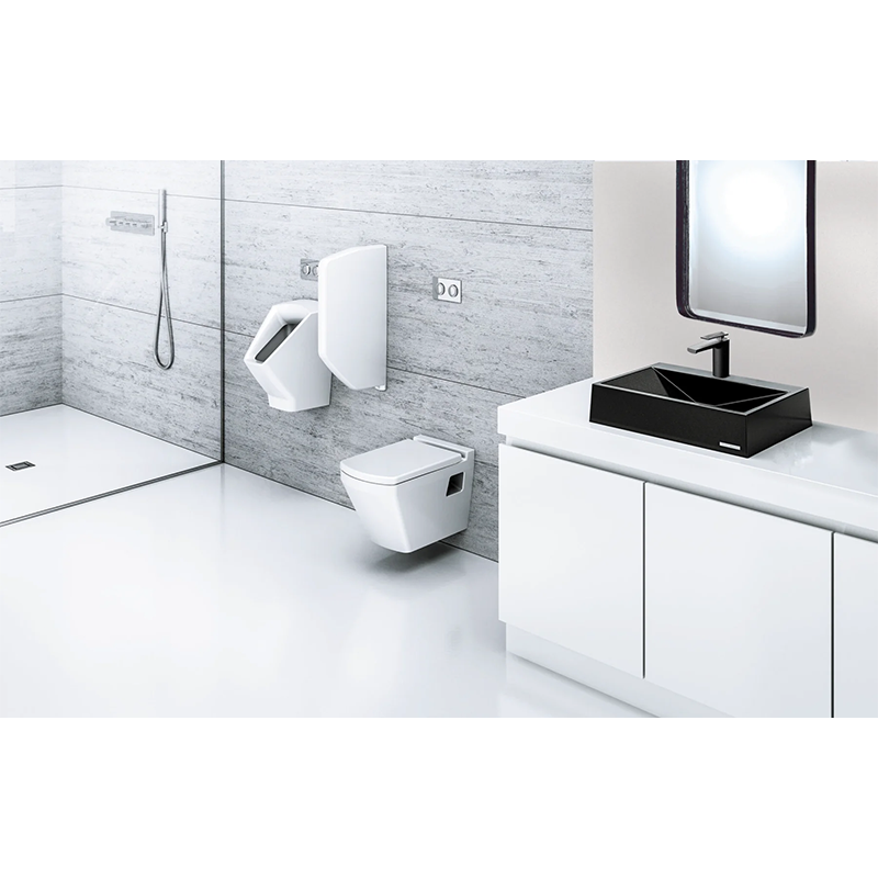 Above Counter Basin Glossy Bathroom Wash Basin Sani-Quartz Composite Golden Cut White 615x445x130mm