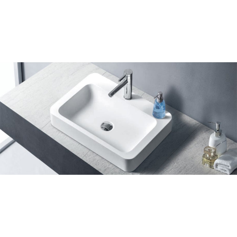 Solid Surface Basin Series Grande Above Counter Matt White 500x500x80mm