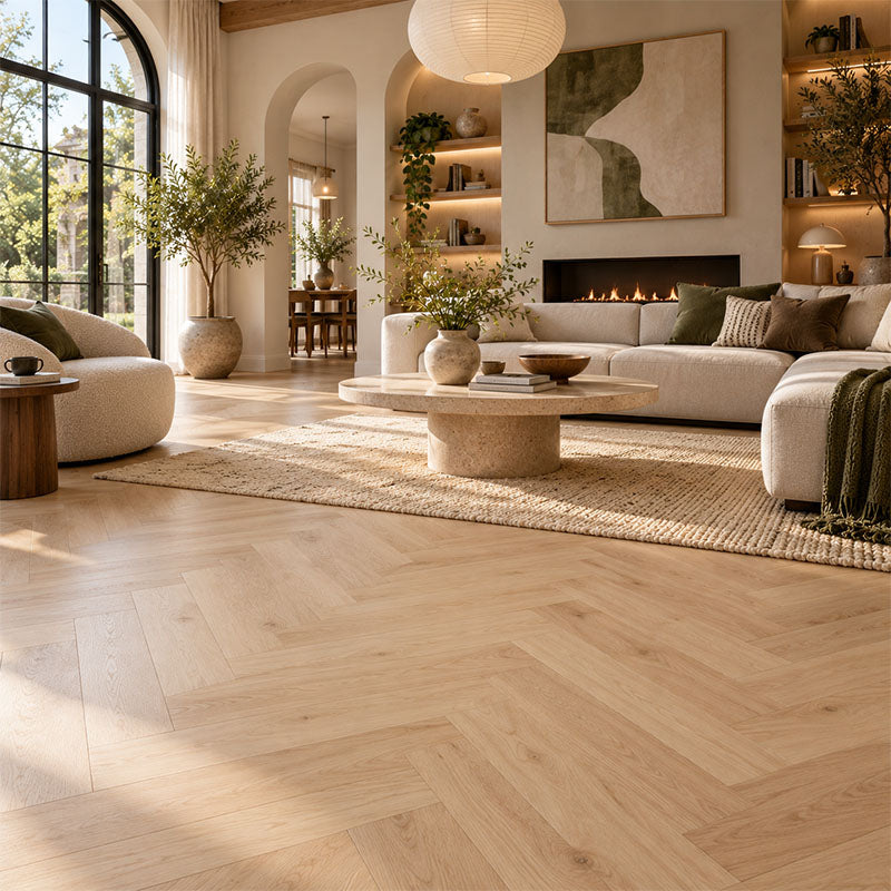 De Marque European Oak Engineered Flooring Herringbone Raw 600x120x15/4mm