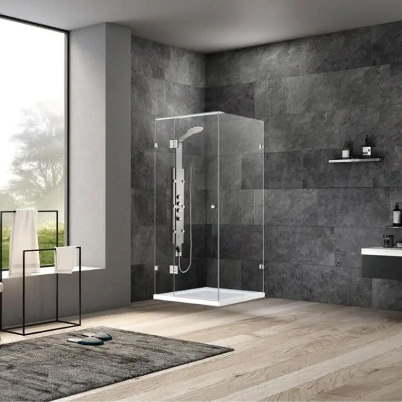 10mm Fully Frameless Screen Pivot Chrome Front 900mm & Return 900mm & Height 2100mm