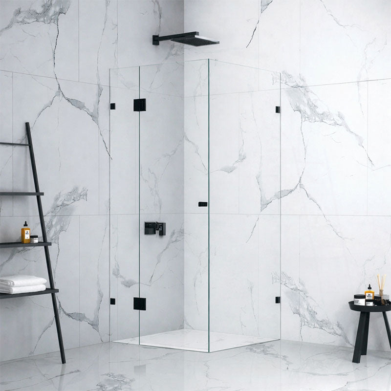 10mm Fully Frameless Screen Pivot Matte Black Front 900mm & Return 900mm & Height 2100mm