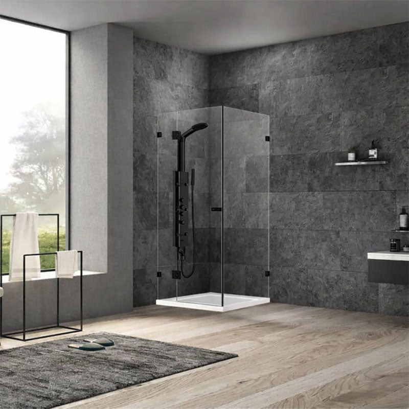 10mm Fully Frameless Screen Pivot Matte Black Front 900mm & Return 900mm & Height 2100mm