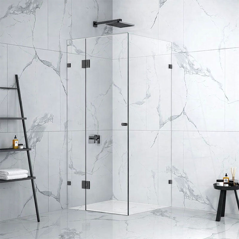 10mm Fully Frameless Screen Pivot Gun Metal Front 900mm & Return 900mm & Height 2100mm