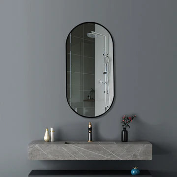 CAPSULE SHAPE BLACK FRAMED MIRROR 600X900MM