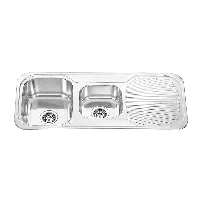 DANTE 1&3/4 Bowl (20L+10L) Sink with Drainer - Waste Included (LHB or RHB) 1080x480x180mm