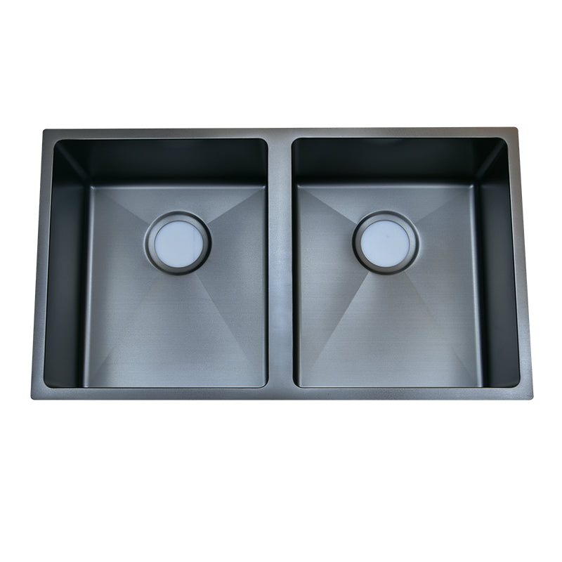 NIXON Double Bowl Under Counter Sink in Gun Metal - Waste Included 760x450x200mm