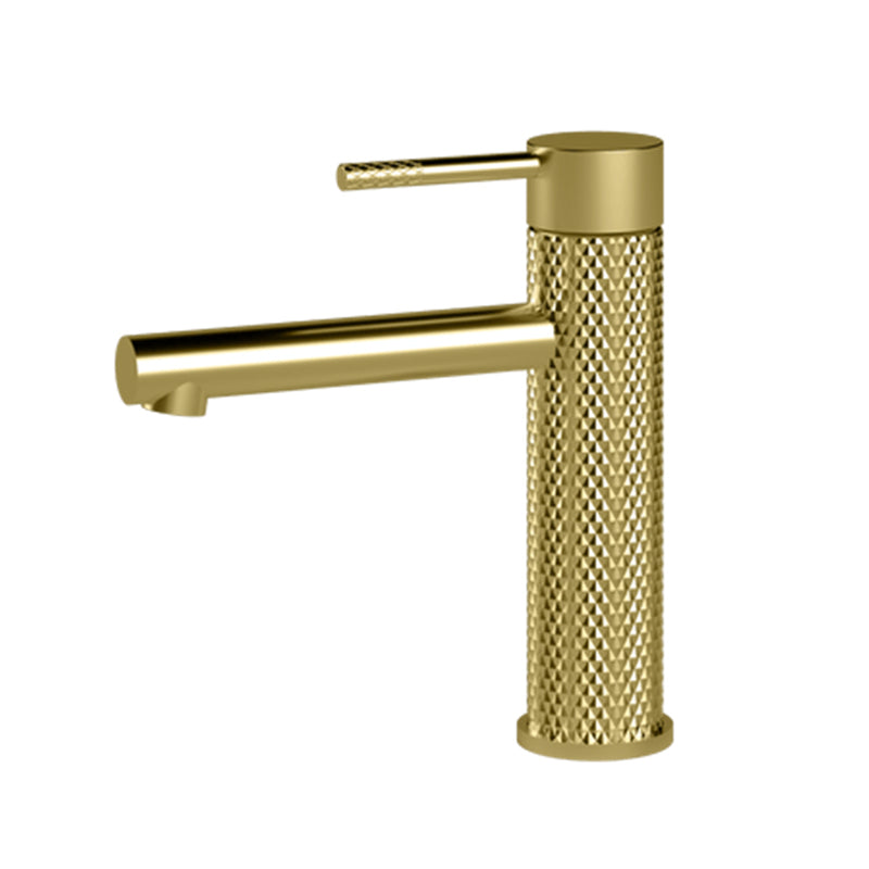TIARA Basin Mixer with Unique Textured Body Brushed Brass Finish