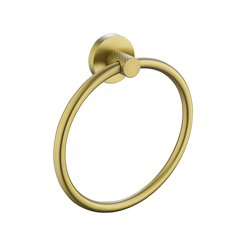 TIARA Towel Ring with Unique Textured Body Brushed Brass