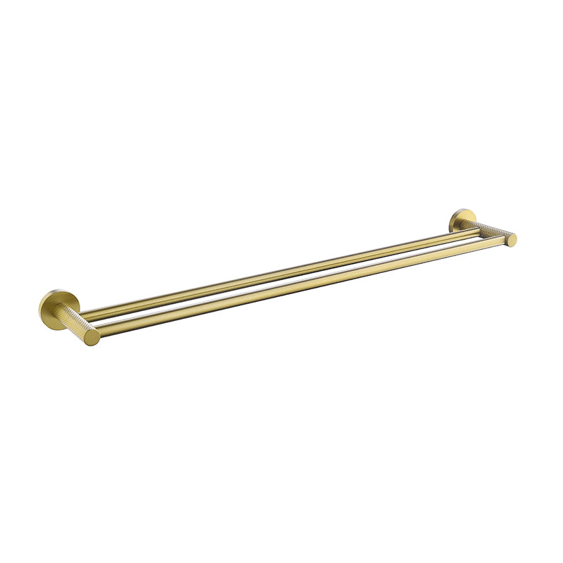 TIARA Double Towel Rail with Unique Textured Body Brushed Brass 750mm