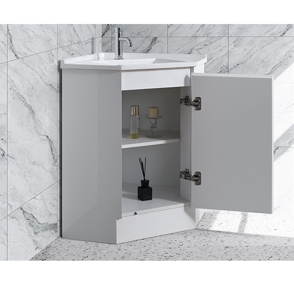 Corner Series (PC60) Gloss White 580x580x820mm Back to Corner Vanity with Poly Marble Top (CN)