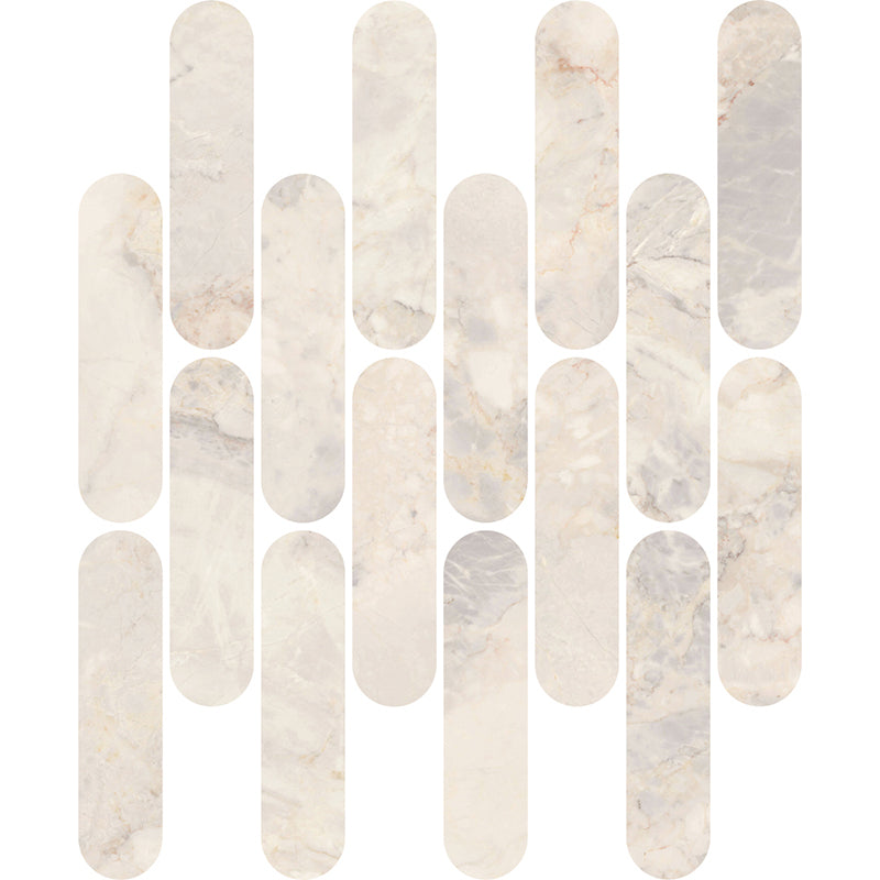 Kaolin Cielo Dolomite Mosaic-Ovaletti 33.8x30 SilkTec